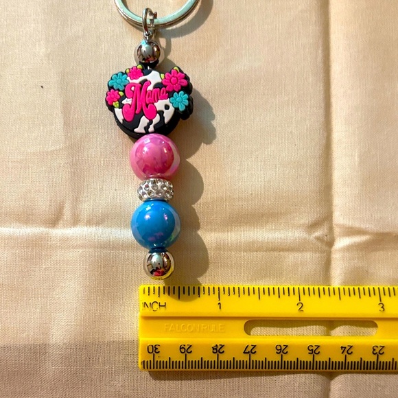 Stylish Mama Keychain Bag Charm with Pink and Blue Beads - Picture 4 of 7
